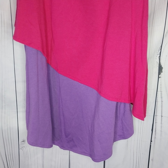 Faded Glory Women's Pink and Purple Asymmetrical Layerd 80's Style Top - Picture 7 of 7